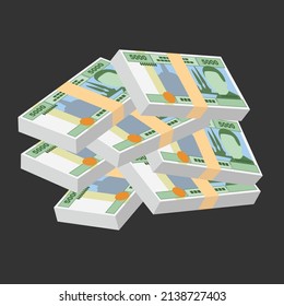 Cfa Franc Beac Vector Illustration. Central African Frank money set bundle banknotes. Paper money 5000. Flat style. Isolated on white background. Simple minimal design.