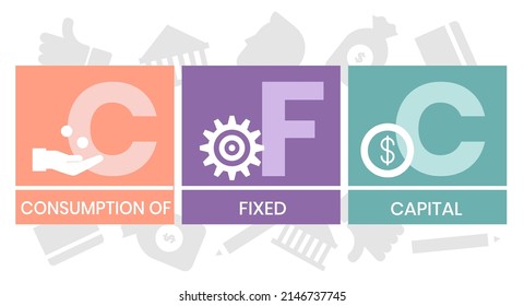 CFC - Consumption of fixed capital. business concept. Vector infographic illustration for presentations, sites, reports, banners