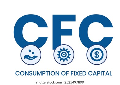 CFC - Consumo de capital fixo. Conceito comercial. Ilustração infográfica vetorial para apresentações, sites, relatórios, banners	