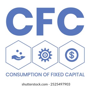 CFC - Consumption of fixed capital. business concept. Vector infographic illustration for presentations, sites, reports, banners	