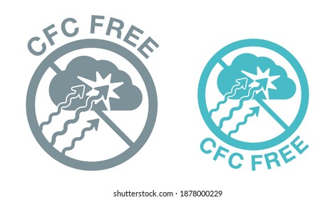 CFC free sign - Chlorofluorocarbons also known as freon, inhaler or other aerosol component that makes destructive effects on the ozone layer - isolated icon for products packaging