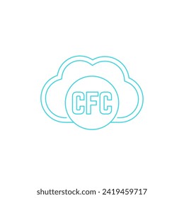 Icono de línea de gas CFC con nube