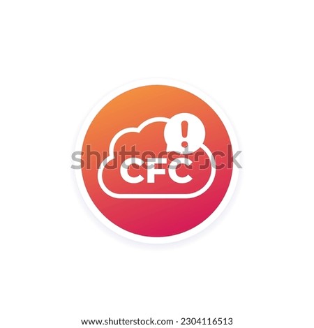 CFC icon with cloud, chlorofluorocarbons round vector design