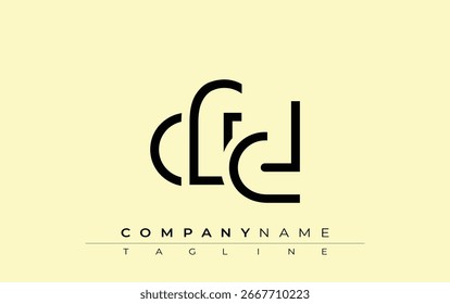Diseño de carta abstracta CFD. Diseño moderno del logotipo del negocio con tipografía Abstractas y estilo contemporáneo