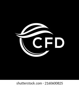 Diseño del logotipo de la letra CFD sobre fondo negro. El concepto del logotipo de la letra de círculo creativa CFD. Diseño de letras CFD.
