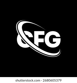 Logo de CFG. Carta CFG. Diseño del logotipo de la letra CFG. Logo de las iniciales CF G enlazado con el círculo y el logotipo del monograma en mayúscula. Tipografía CFG para tecnología, negocio y marca inmobiliaria.
