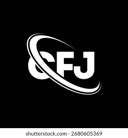 Logo de la CFJ. Carta de la CFJ. Diseño del logotipo de la letra CFJ. Logotipo de C FJ con el círculo y el logotipo del monograma en mayúsculas. Tipografía CFJ para tecnología, negocio y marca inmobiliaria.