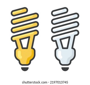 ampoule CFL avec icône de lumière fraîche et chaude. Image vectorielle illustration moderne simple