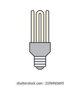 CFL bulb lamp icon in color, isolated on white background 