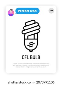 Icono de línea delgada de la lámpara CFL. Ilustración vectorial moderna.