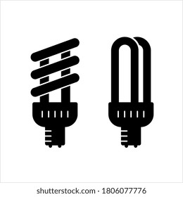 Icono De La Lámpara Cfl, Lámpara Fluorescente Compacta, Ilustración De Arte Del Vector De La Lámpara De Ahorro De Energía