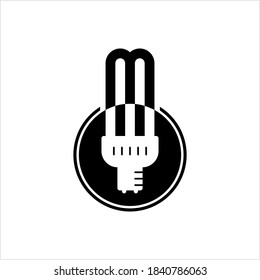 Cfl Lamp Icon, Compact Fluorescent Lamp, Energy Saving Light Lamp Vector Art Illustration