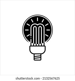 Cfl Lamp Icon, Compact Fluorescent Lamp, Energy Saving Light Lamp Vector Art Illustration