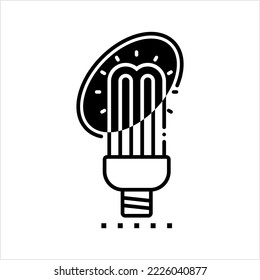 Cfl Lamp Icon, Compact Fluorescent Lamp, Energy Saving Light Lamp Vector Art Illustration