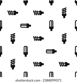 Cfl Lamp Icon Seamless Pattern, Compact Fluorescent Lamp, Energy Saving Light Lamp Vector Art Illustration