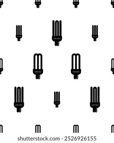Ícone De Lâmpada Cfl Padrão Sem Costura, Lâmpada Fluorescente Compacta, Lâmpada De Economia De Energia Lâmpada Vetor Arte Ilustração