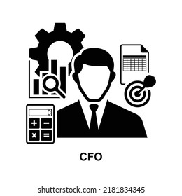 CFO Icon. Chief Financial Officer Isolated On White Background Vector Illustration.