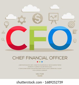  CFO mean (chief financial officer) ,letters and icons,Vector illustration.