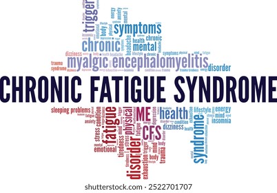 CFS Chronic Fatigue Syndrome word cloud conceptual design isolated on white background.