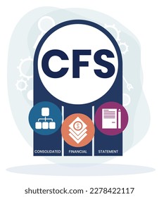 CFS - Acrónimo de estado financiero consolidado. fondo de concepto de negocio. concepto de ilustración vectorial con palabras clave e iconos. ilustración con iconos para banner web, volante