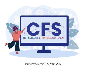 CFS - Consolidated Financial Statement acronym. business concept background. vector illustration concept with keywords and icons. lettering illustration with icons for web banner, flyer