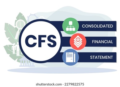 CFS - Consolidated Financial Statement acronym. business concept background. vector illustration concept with keywords and icons. lettering illustration with icons for web banner, flyer