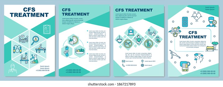 CFS treatment brochure template. Chronic syndrome. Human disorder. Flyer, booklet, leaflet print, cover design with linear icons. Vector layouts for magazines, annual reports, advertising posters