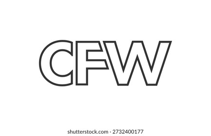 CFW logo design template with strong and modern bold text. Initial based vector logotype featuring simple and minimal typography. Trendy company identity ideal for businesses brand presence.