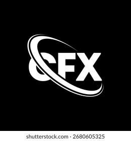 Logotipo de CFX. Carta CFX. Diseño del logotipo de la letra CFX. Logotipo de las iniciales CF X enlazado con el círculo y el logotipo del monograma en mayúsculas. Tipografía CFX para tecnología, negocio y marca inmobiliaria.