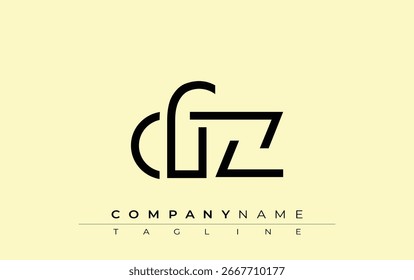Diseño de carta abstracta CFZ. Diseño moderno del logotipo del negocio con tipografía Abstractas y estilo contemporáneo