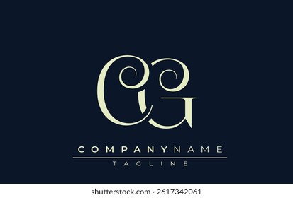 CG abstract Logo. Elegantly Designed Minimalist Monogram Logo with Stylish Lettering. Sophisticated and sleek minimalist monogram showcasing unique lettering design.