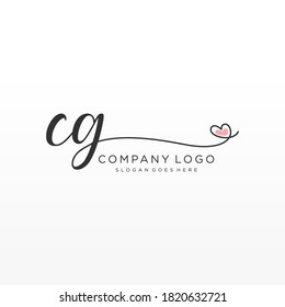 CG Beauty vector initial logo, handwriting logo of initial signature, wedding, fashion, jewelry, boutique, floral and botanical with creative template for any company or business.