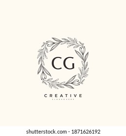 CG Beauty vectorial arte inicial del logo, logo de escritura a mano de firma inicial, boda, moda, joyas, boutique, floral y botánica con plantilla creativa para cualquier empresa o negocio.