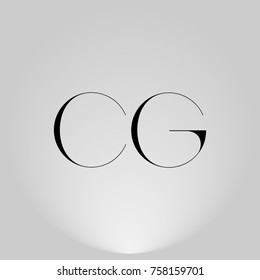 CG Black thin minimalist LOGO Design with Highlight on Gray background.