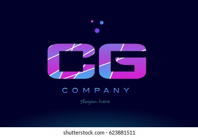 cg c g  creative color blue background pink purple magenta alphabet letter company logo vector icon
