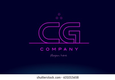cg c g letter alphabet text pink purple dots contour line creative company logo vector icon design template