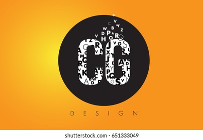 CG C G Logo Design Made of Small Letters with Black Circle and Yellow Background.