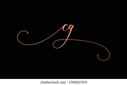 cg or c, g Lowercase Cursive Letter Initial Logo Design, Vector Template