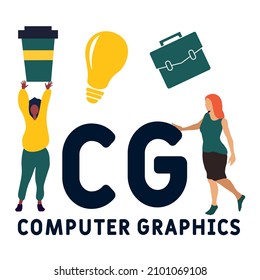 CG - Computer Graphics acronym. business concept background.  vector illustration concept with keywords and icons. lettering illustration with icons for web banner, flyer, landing pag