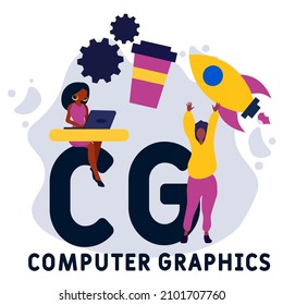 CG - Computer Graphics acronym. business concept background.  vector illustration concept with keywords and icons. lettering illustration with icons for web banner, flyer, landing pag