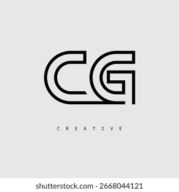 Logotipo de letra creativa de CG: monograma de línea mínima en negro para un diseño de identidad de marca moderno.