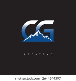 CG Creative Mountain Logo Bold Gradient Letter mark Branding Design for Business Outdoor Brands