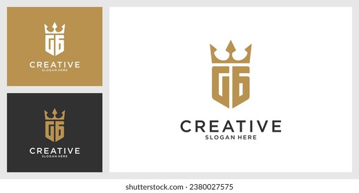 CG oder GC Anfangsbuchstaben Logo Design mit Kronsymbol Vektorgrafik.