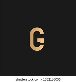 CG or GC logo vector. Initial letter logo, golden text on black background