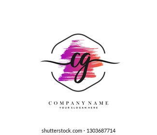 CG handwriting initial  logo vector
