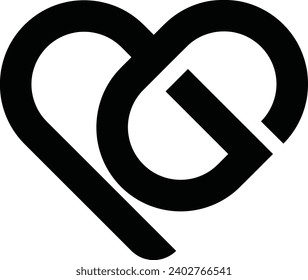 CG Heart Logo design Template		