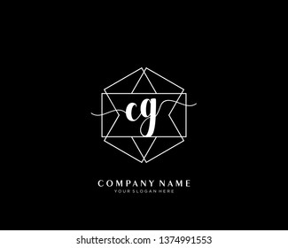 CG initial handwriting logo geometric template vector