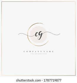 CG Initial Letter handwriting logo hand drawn template vector, logo for beauty, cosmetics, wedding, fashion and business, and other