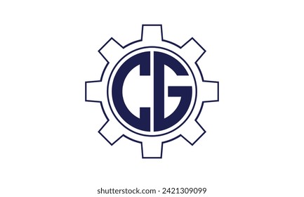 CG initial letter mechanical circle logo design vector template. industrial, engineering, servicing, word mark, letter mark, monogram, construction, business, company, corporate, commercial, geometric