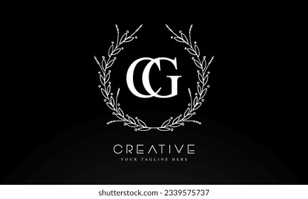 Plantilla de diseño de logotipo de letras iniciales CG con círculo floral